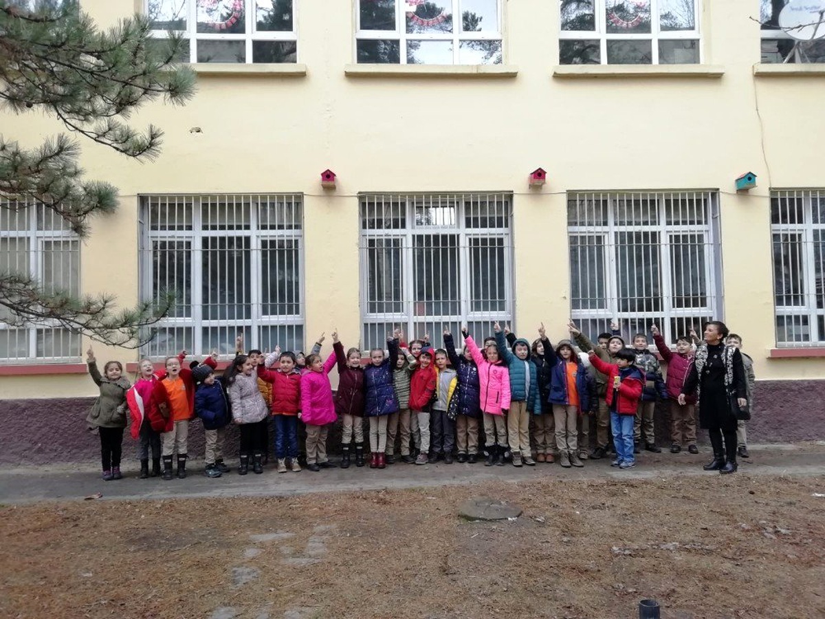 İlkokul öğrencileri kış günlerinde kuşlara sahip çıktı
