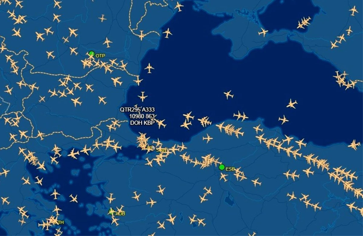 İstanbul hava sahasında uçak yoğunluğu