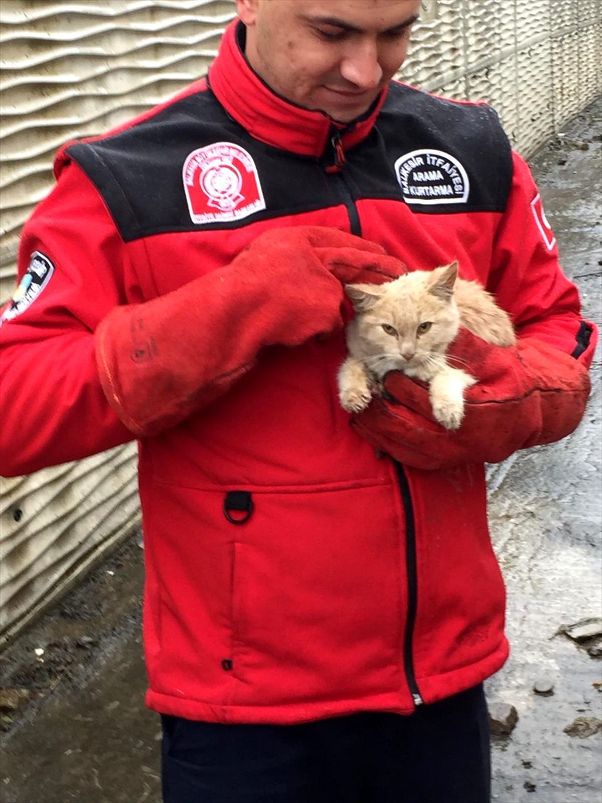 Sındırgı\'da kanala düşen kedi yavrusu kurtarıldı
