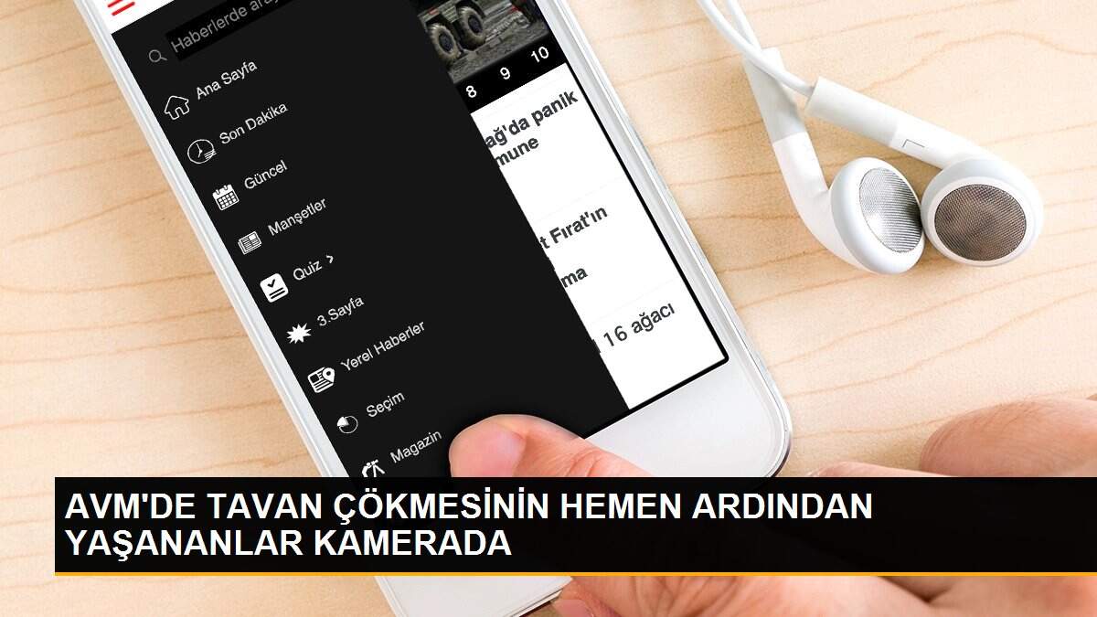 AVM\'DE TAVAN ÇÖKMESİNİN HEMEN ARDINDAN YAŞANANLAR KAMERADA