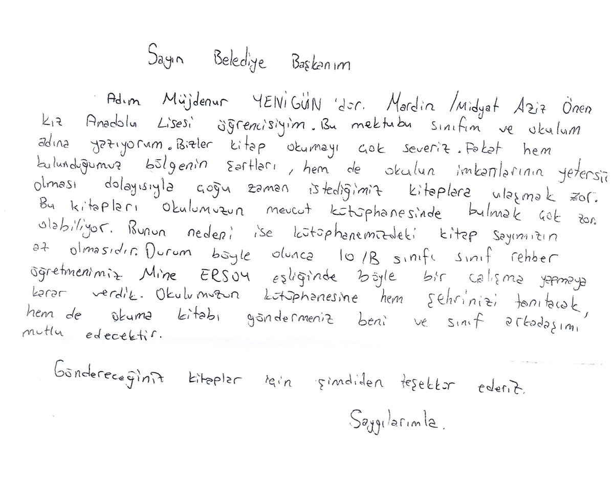 Bir mektup 2 bin kitap