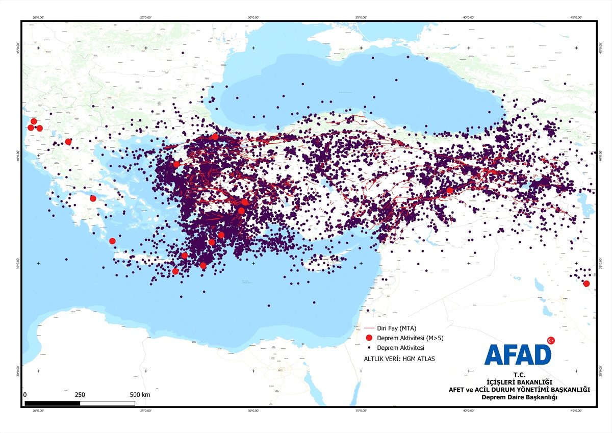Türkiye ve yakın çevresi geçen yıl 23 bin kez sallandı