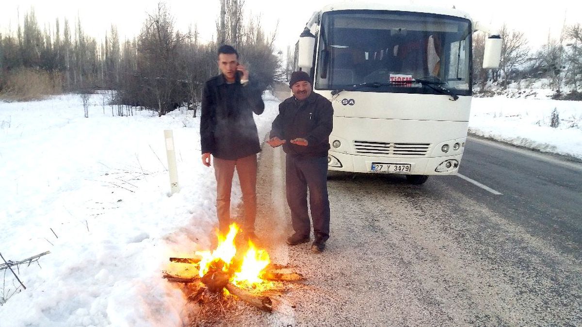 Soğuk hava araçların mazotunu dondurdu