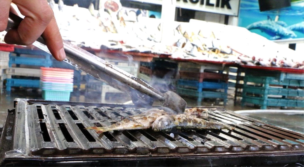 Balıklar tezgahta, tadımlıklar ızgarada