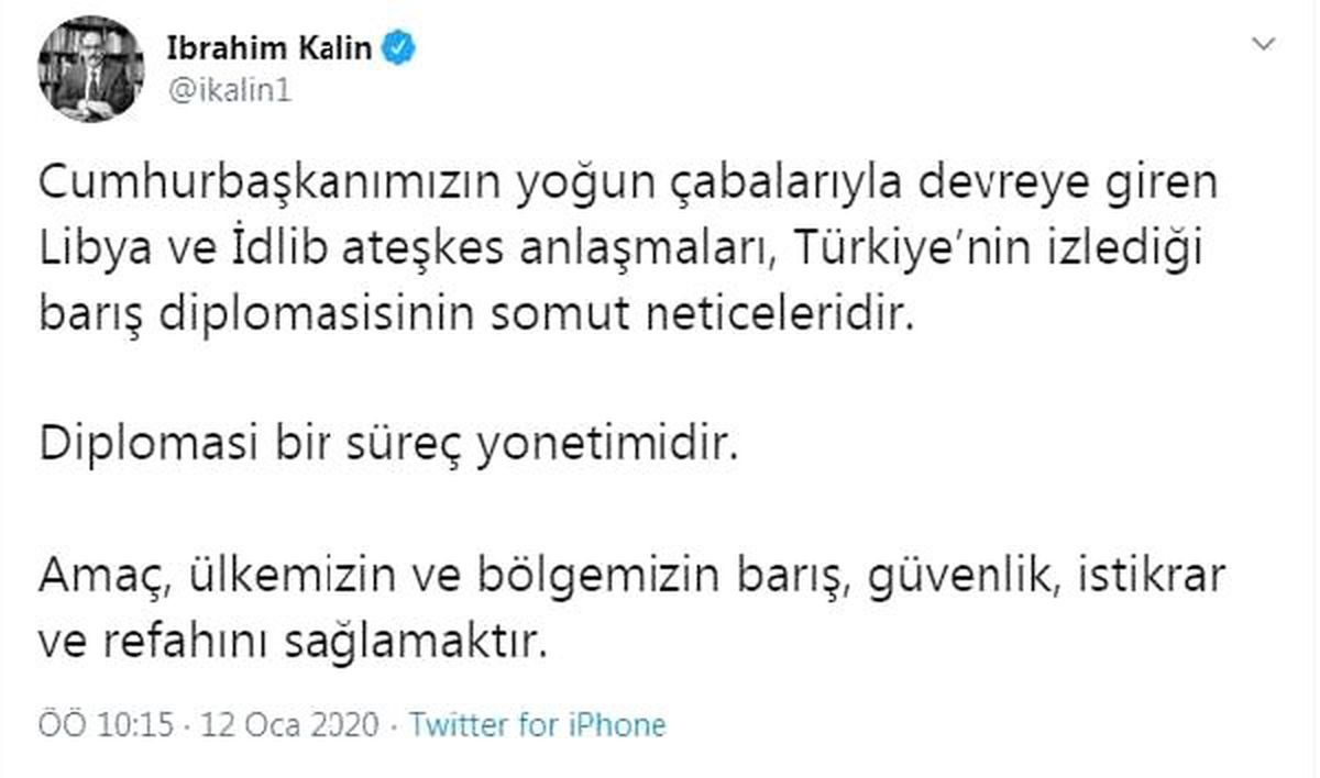 Sözcü Kalın\'dan \'ateşkes\' değerlendirmesi