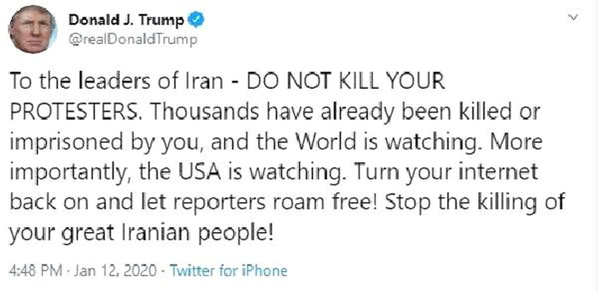 Trump: Dünya izliyor, protestocuları öldürmeyin