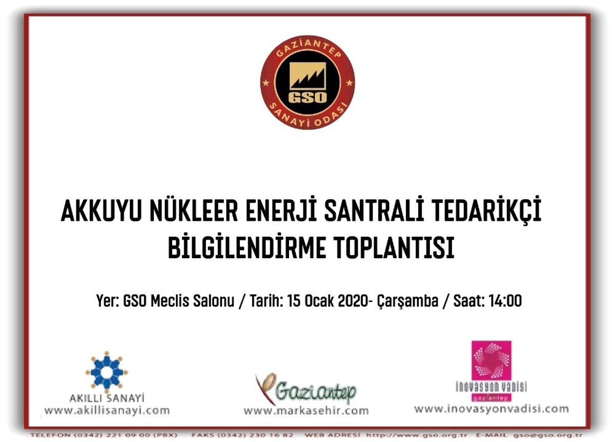 GSO\'da \'Akkuyu Nükleer Güç Santrali Tedarikçi Toplantısı\' yapılacak