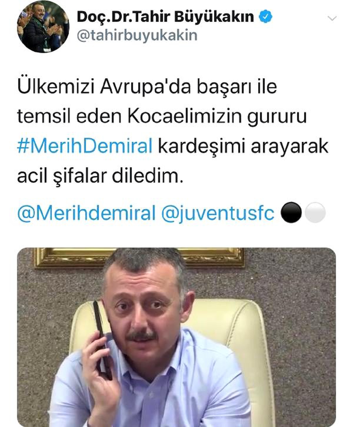 Tahir Büyükakın\'dan Merih Demiral\'a \'geçmiş olsun\' telefonu