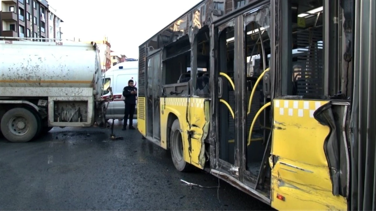 (Özel) Sultangazi\'de su tankeriyle halk otobüsünün çarpıştığı kaza kamerada