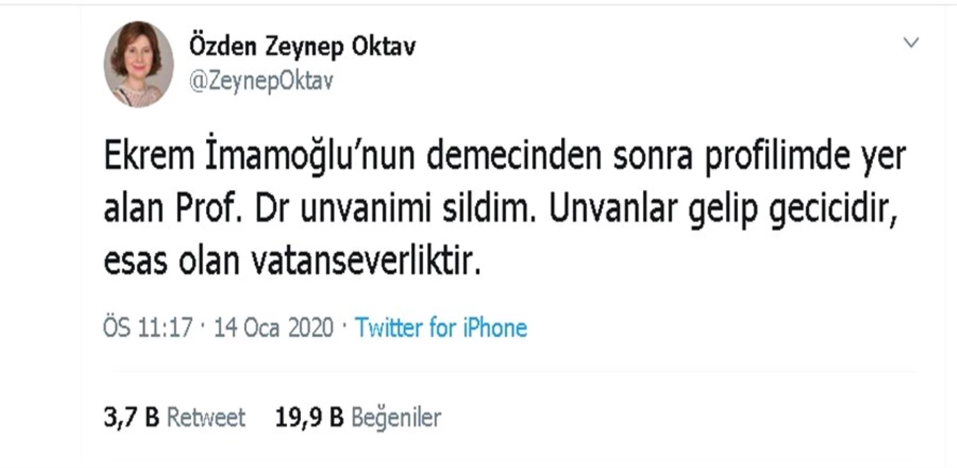 Prof. Dr. Özden Zeynep Oktav, İmamoğlu\'na tepki