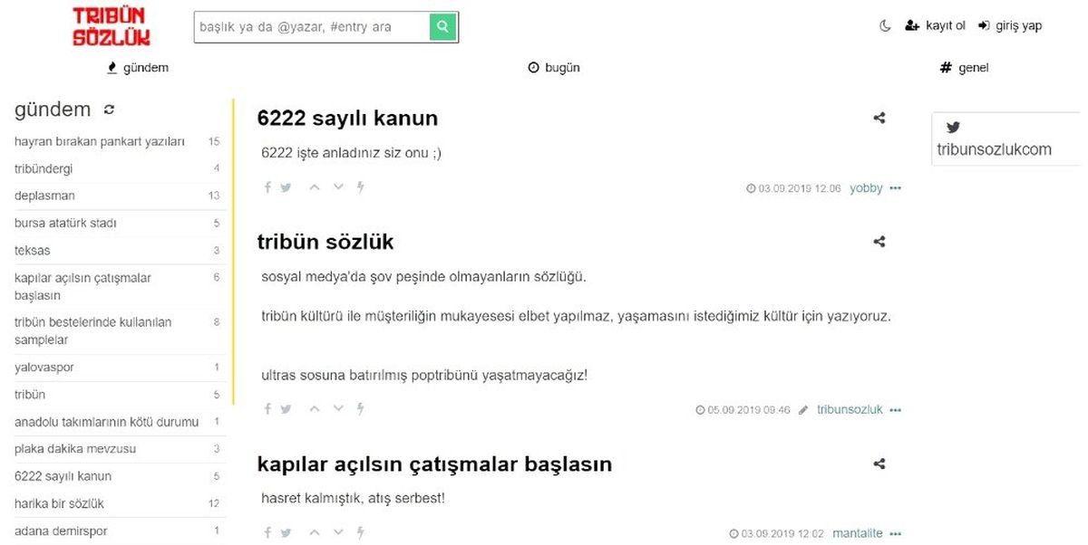 Taraftarlara özel sözlük
