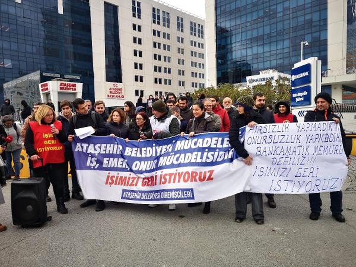 Ataşehir Belediyesi önünde "işimiz geri istiyoruz" eylemi