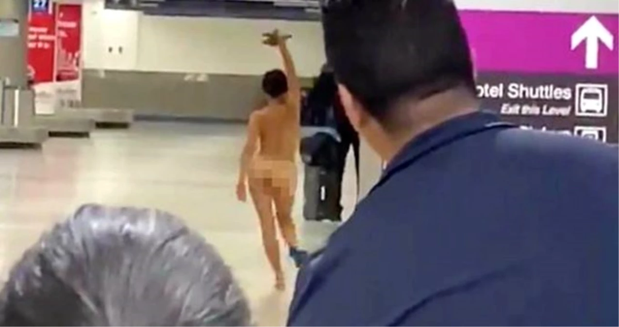 Çırılçıplak havalimanında gezen kadın güvenliği alarma geçirdi, gözaltına alındı