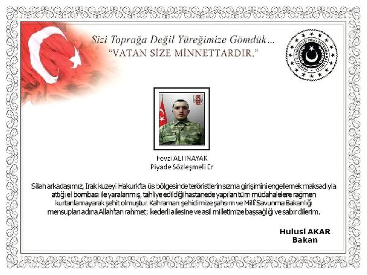 MSB: Hakurk\'ta 1 asker şehit oldu (2)