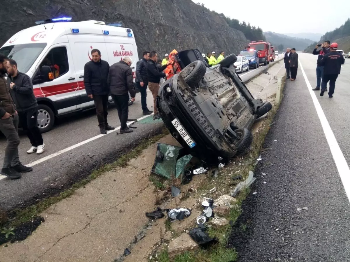 Otomobil kaygan yolda takla attı: 1 ölü, 3 yaralı