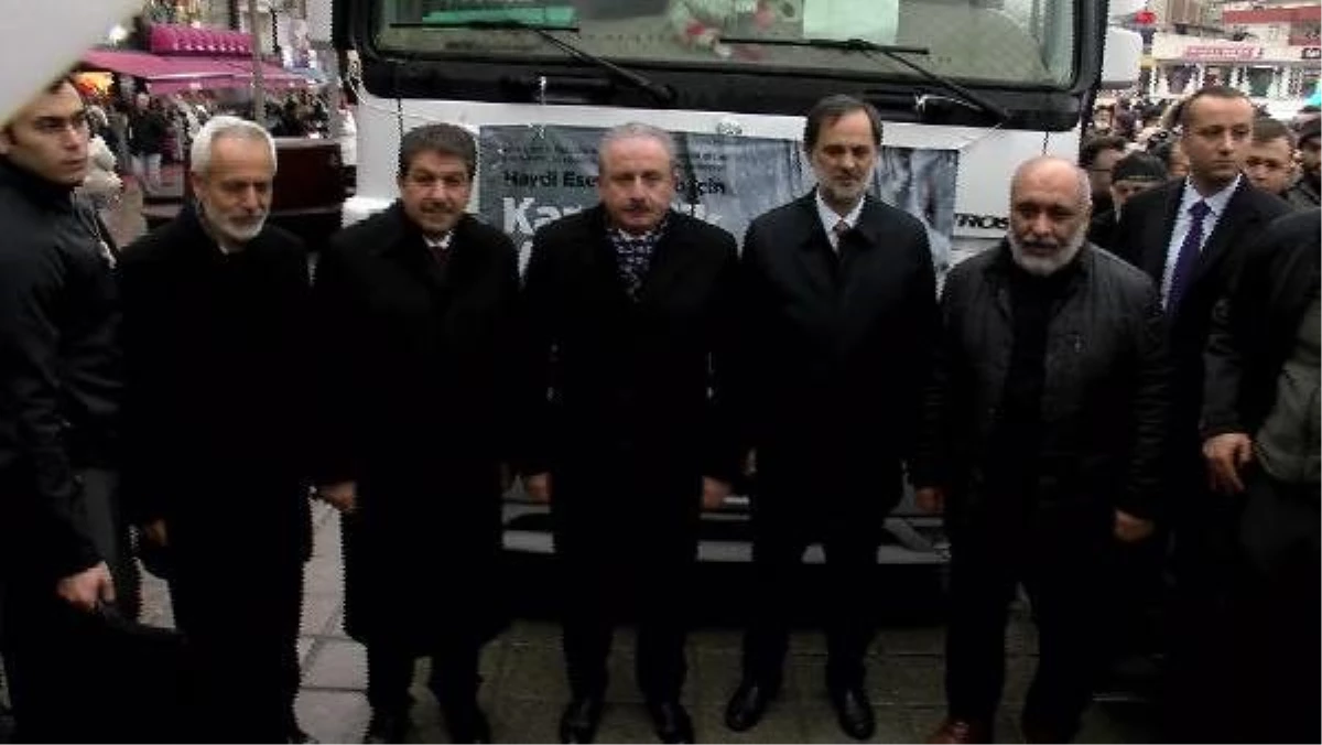 TBMM Başkanı Şentop İdlip\'e yola çıkan yardım TIR\'larını uğurlama törenine katıldı