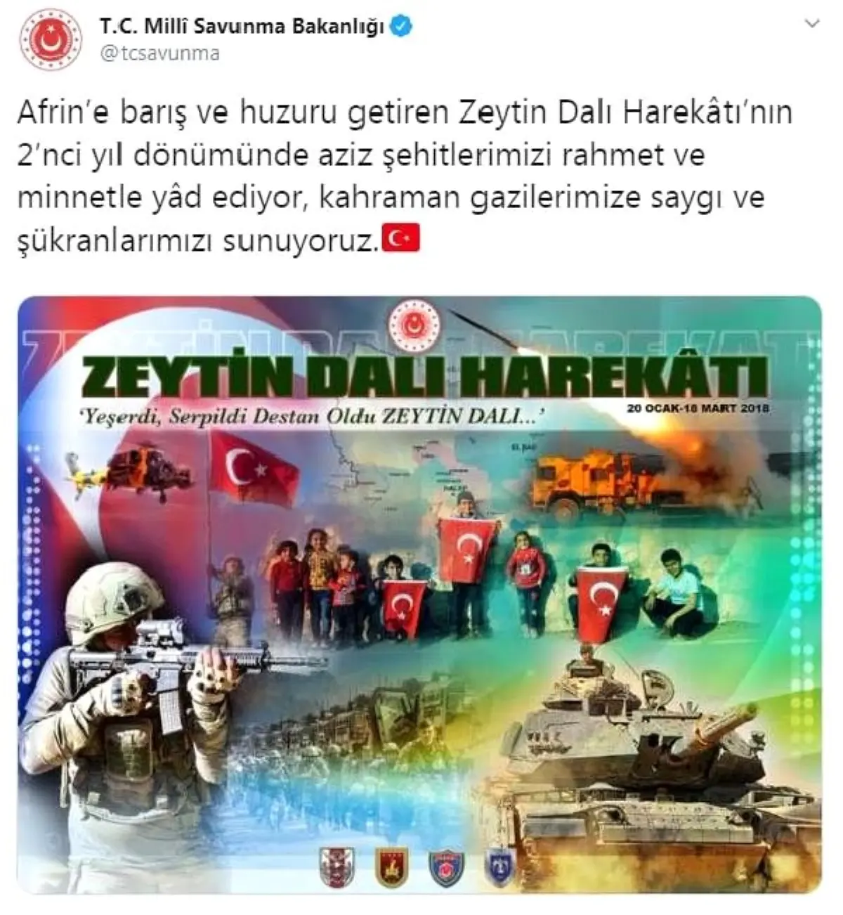 MSB, \'Zeytin Dalı\' şehitlerini andı