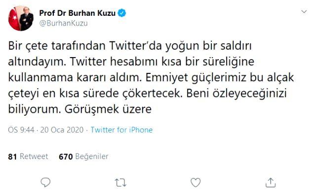 Barbaros Sansal In Twitter I Kullanmama Karari Alan Burhan Kuzu Nun Paylasimina Yaptigi Yorum Olay Oldu Son Dakika