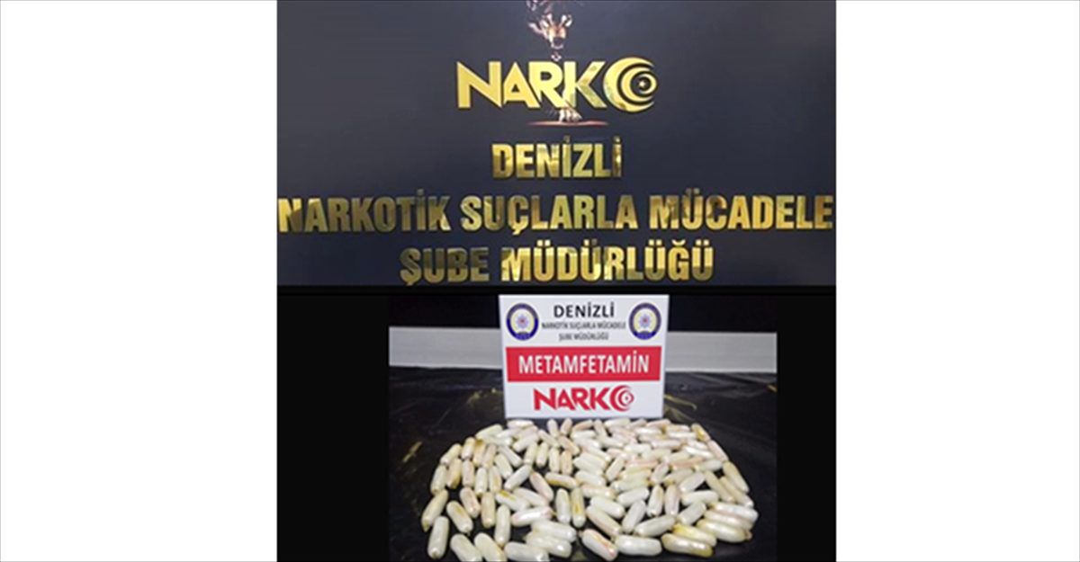 Denizli\'de mide ve bağırsaklarından 905 gram metamfetamin çıkarılan 2 zanlı tutuklandı