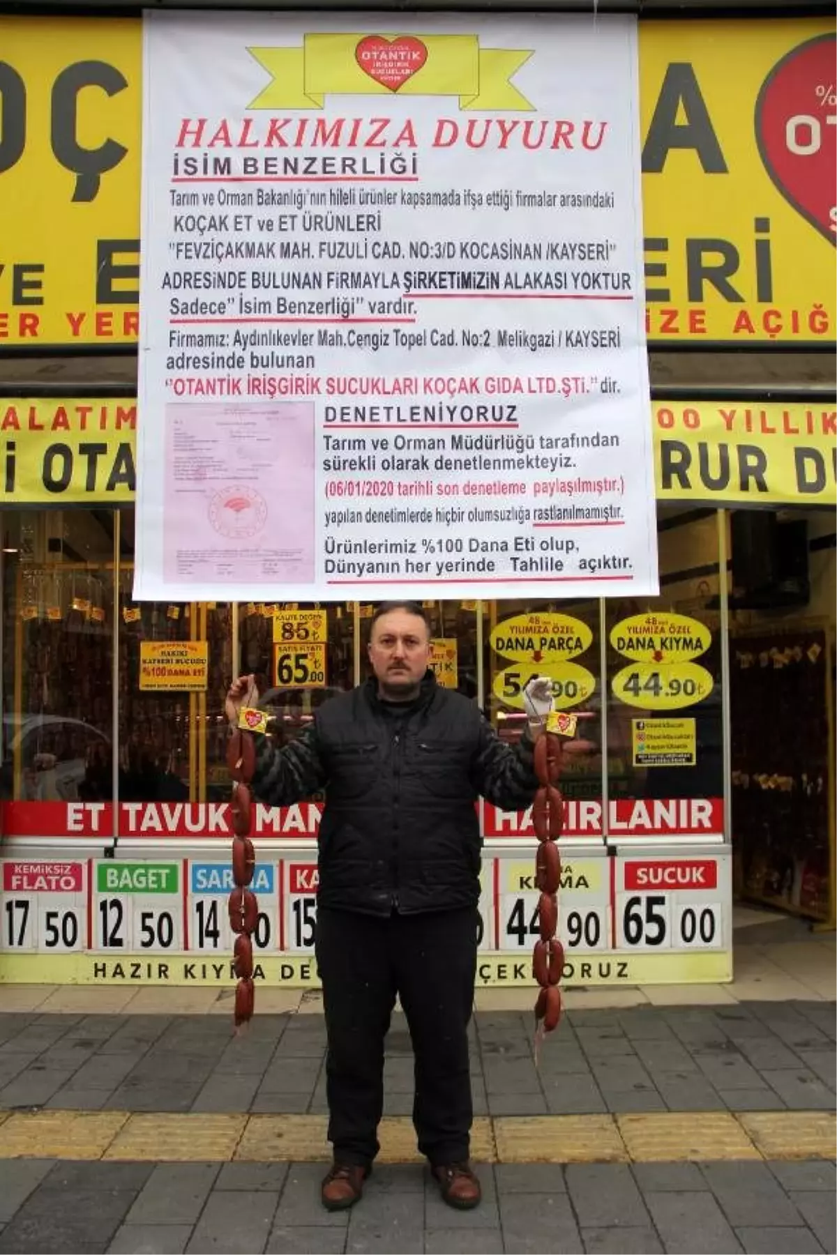 İsim benzerliğinden mağdur olan firmadan afişli çözüm