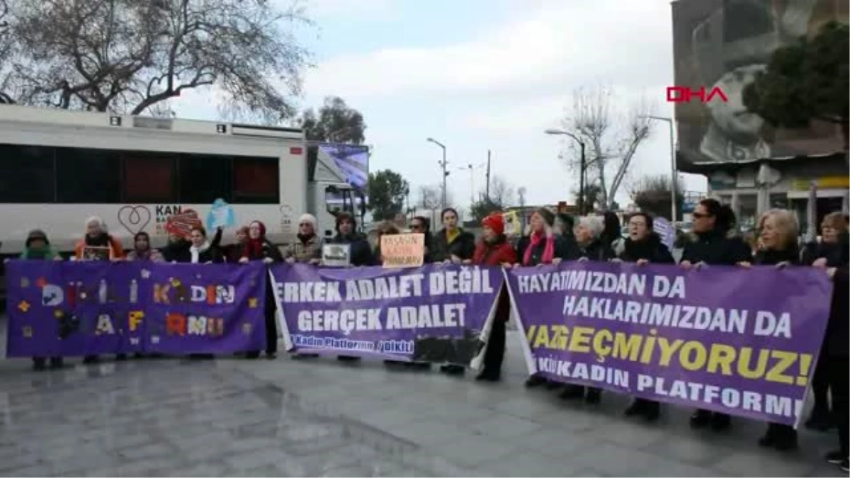 İzmir dikilili kadınlar leyla s.\'nin eşi tarafından tabancayla yaralanmasını protesto etti
