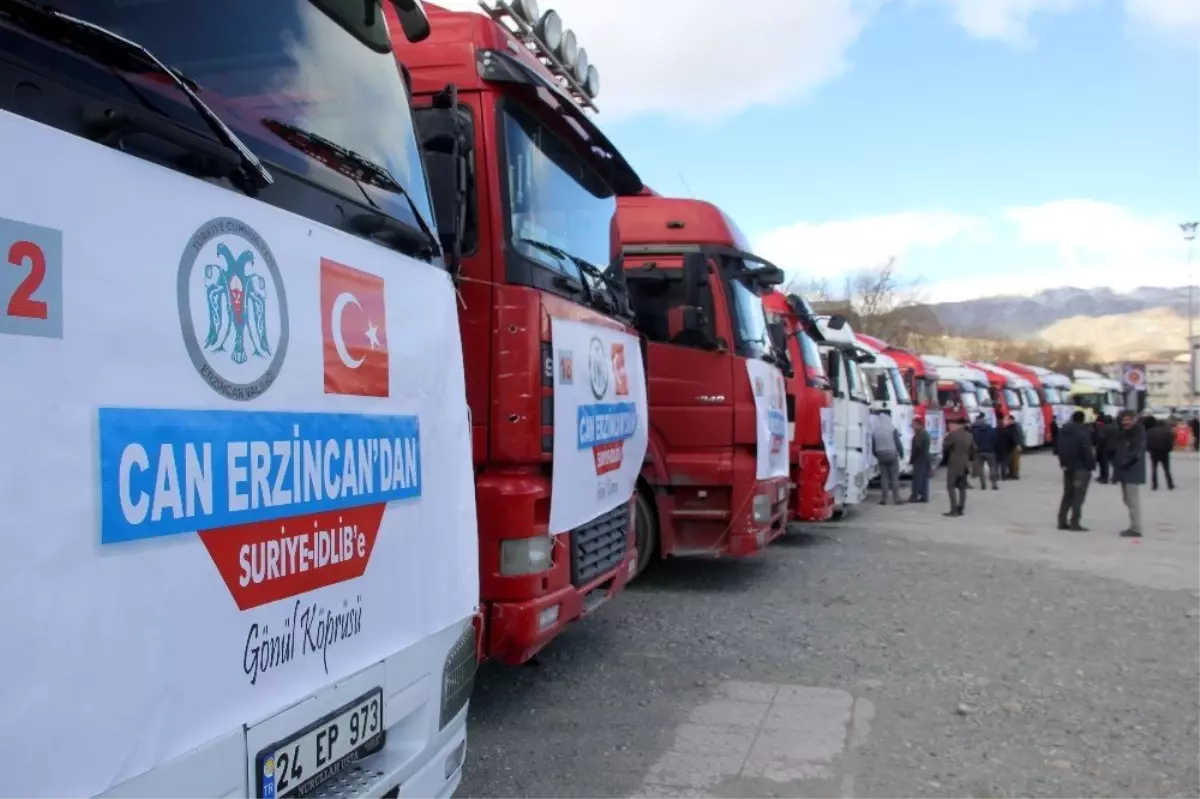 Erzincan\'dan İdlib\'e 20 tır yardım malzemesi gönderildi