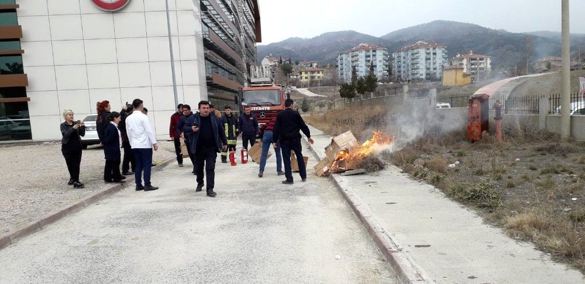 Osmancık Devlet Hastanesi\'nde yangın tatbikatı
