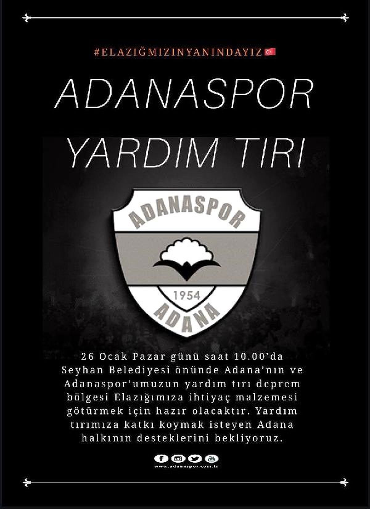 Adanaspor\'dan Elazığ\'a yardım TIR\'ı