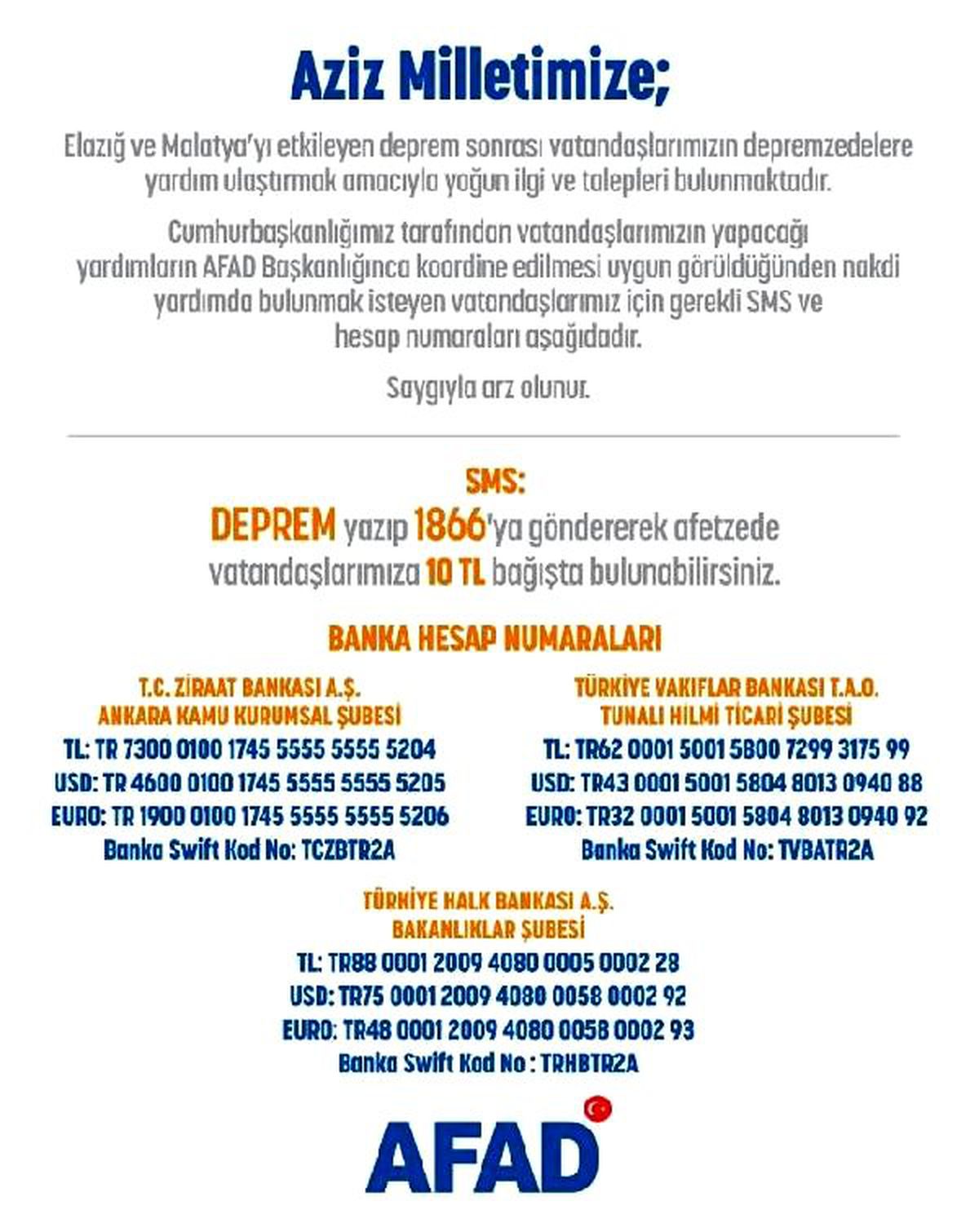 AFAD\'dan Elazığ depremi için yardım kampanyası