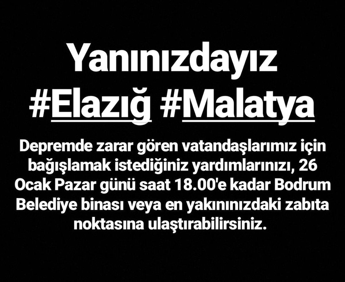 Bodrum Belediyesi Elazığ\'a yardım için harekete geçti
