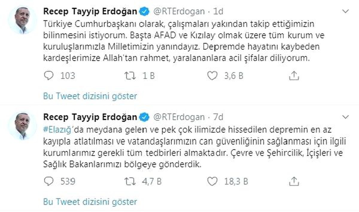 Erdoğan: Kurumlarımız tüm tedbirleri almaktadır