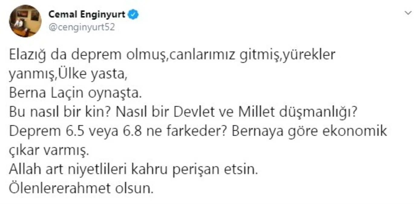 MHP Ordu Milletvekili Enginyurt\'tan Berna Laçin\'ne tepki