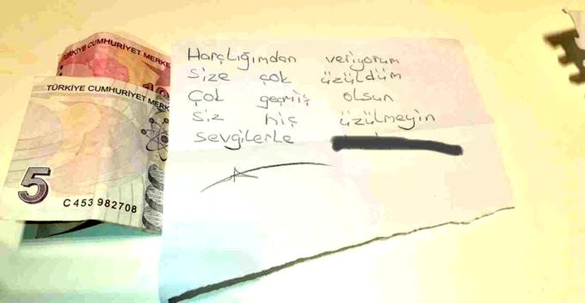 Yardım paketinin içine notla harçlığını bıraktı