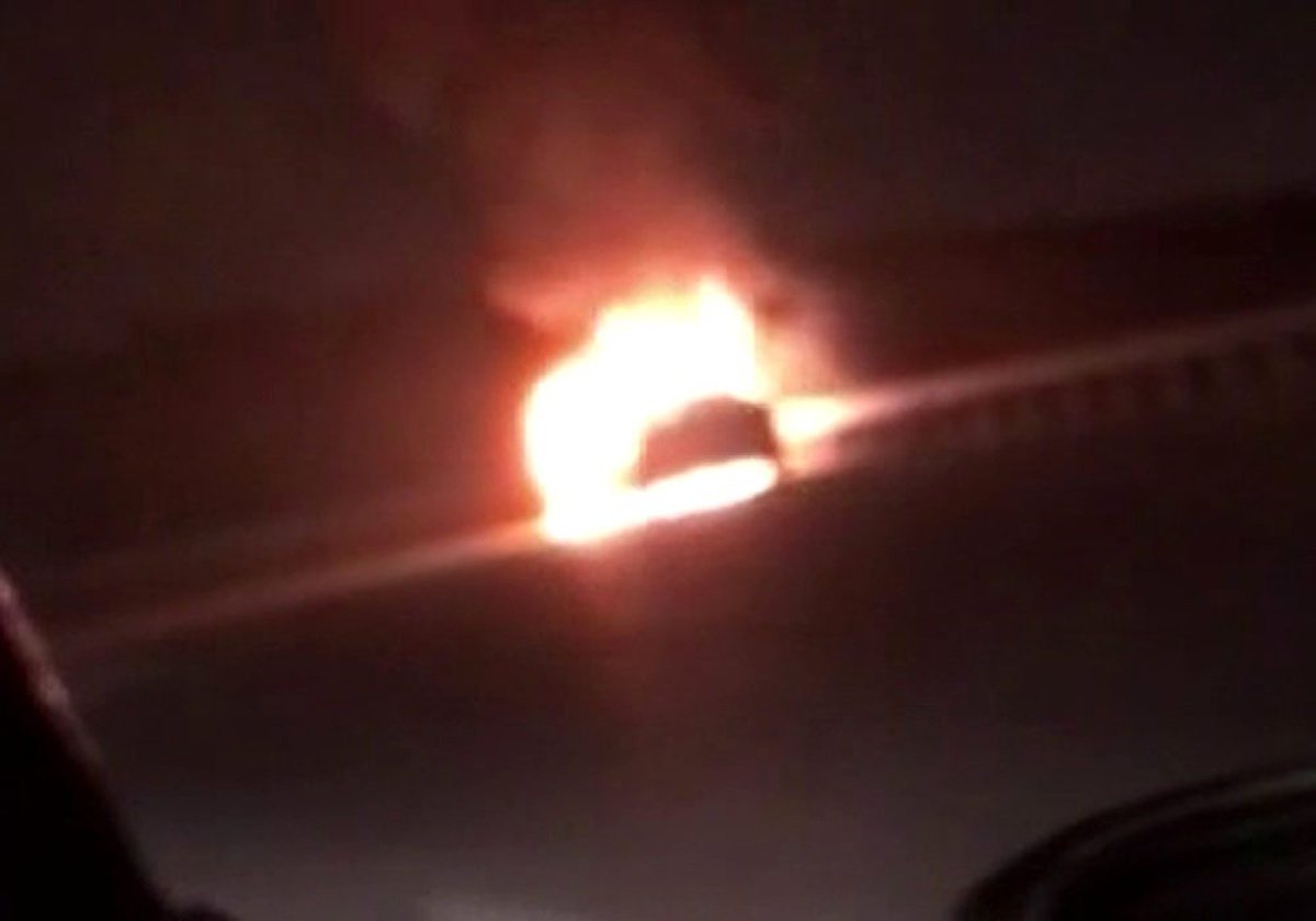 Kuzey Marmara Otoyolunda otomobil alev alev yandı