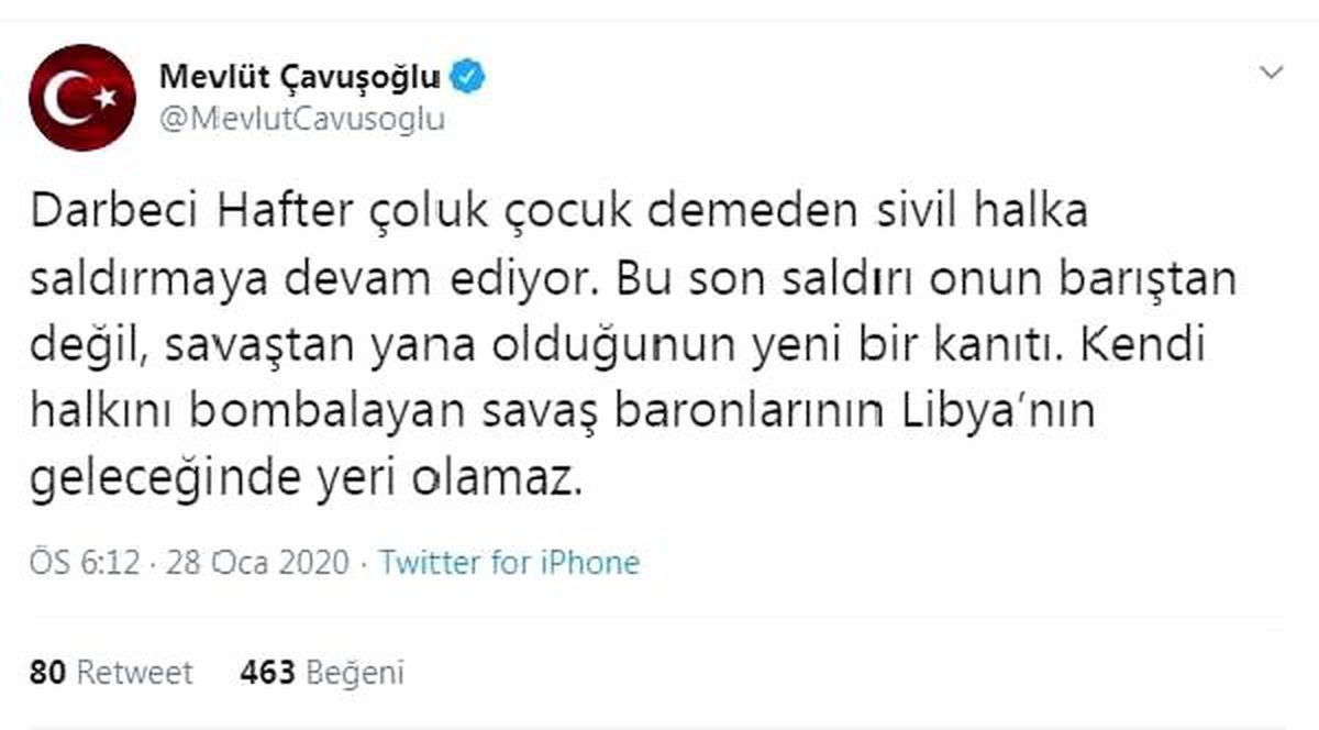 Bakan Çavuşoğlu\'ndan \'Hafter\' açıklaması
