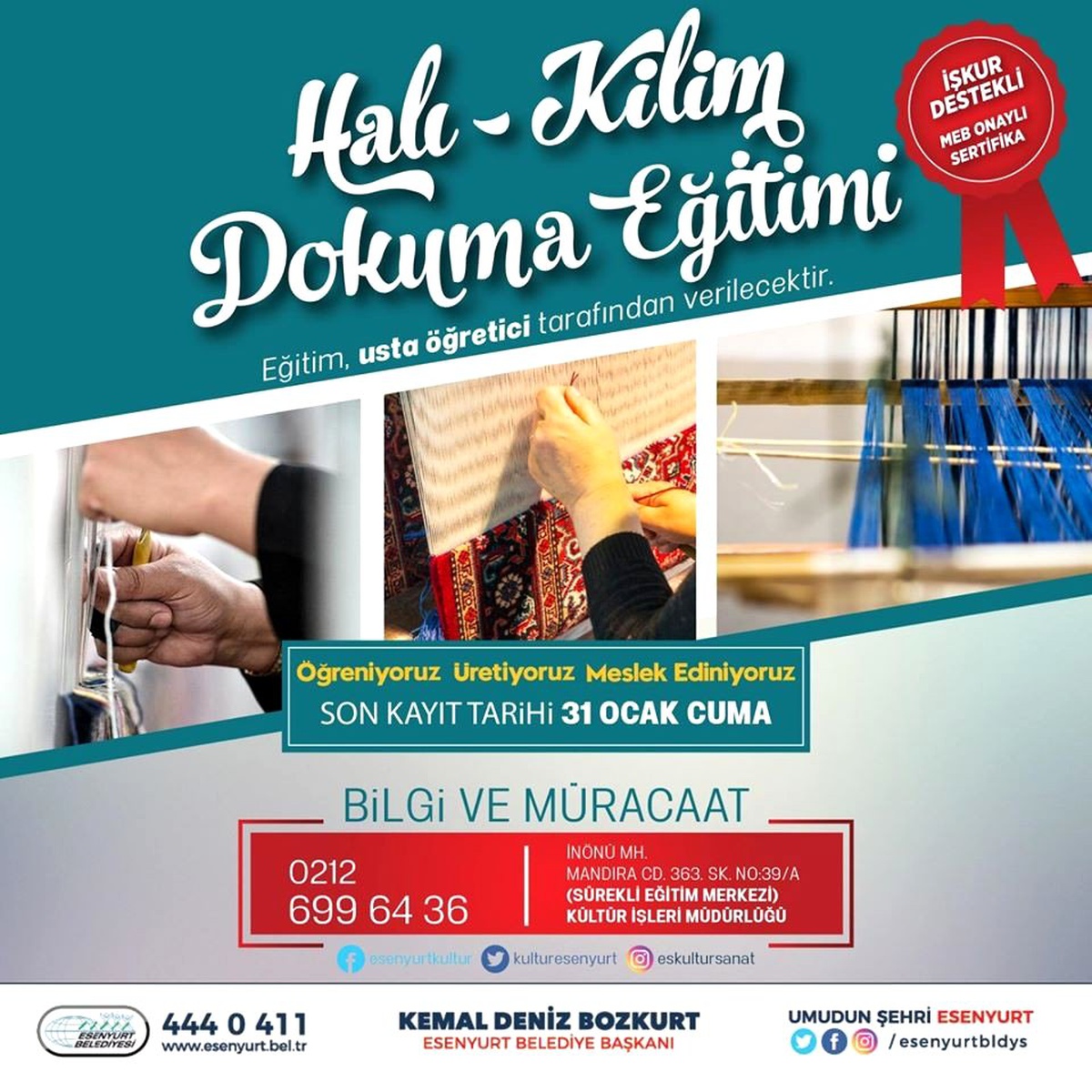 Halı-kilim dokuma kültürü Esenyurt\'ta yaşayacak