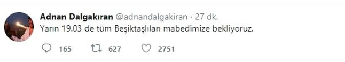 Adnan Dalgakıran\'dan Beşiktaş taraftarlarına davet