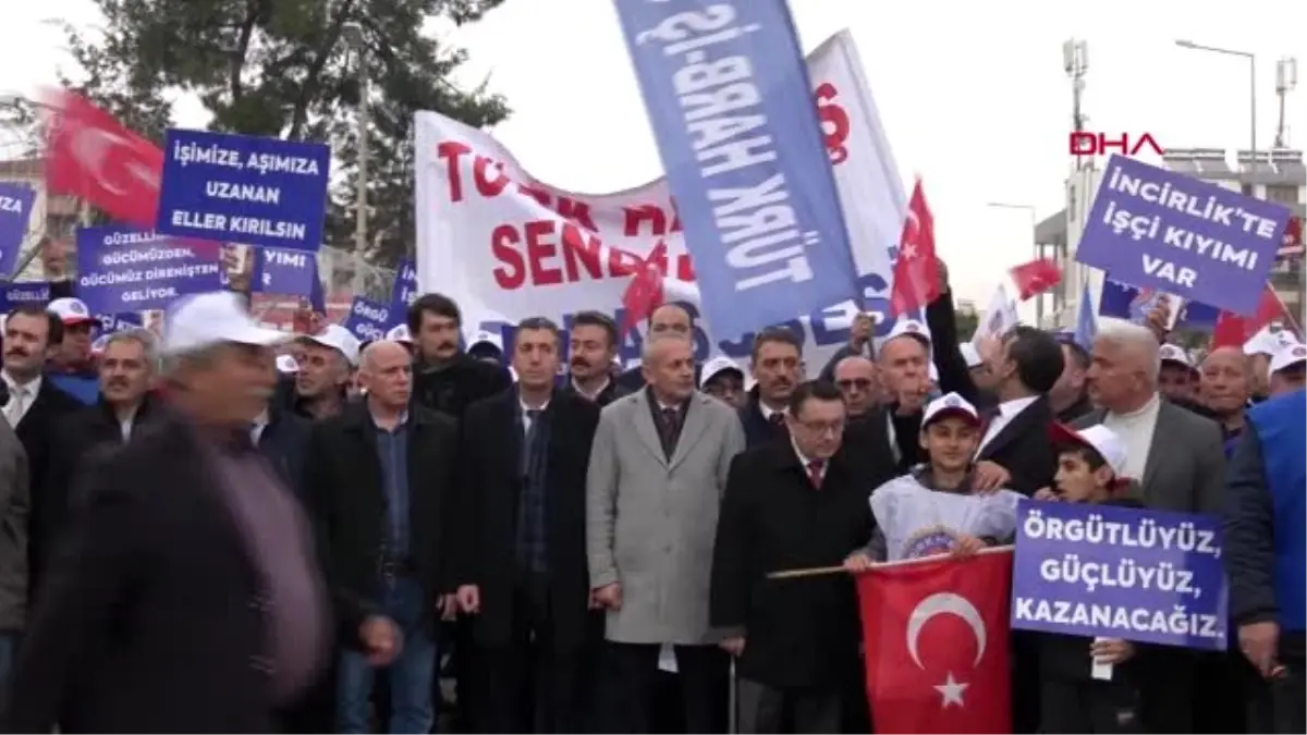 Adana incirlik\'te işten çıkarılmalara karşı eylem