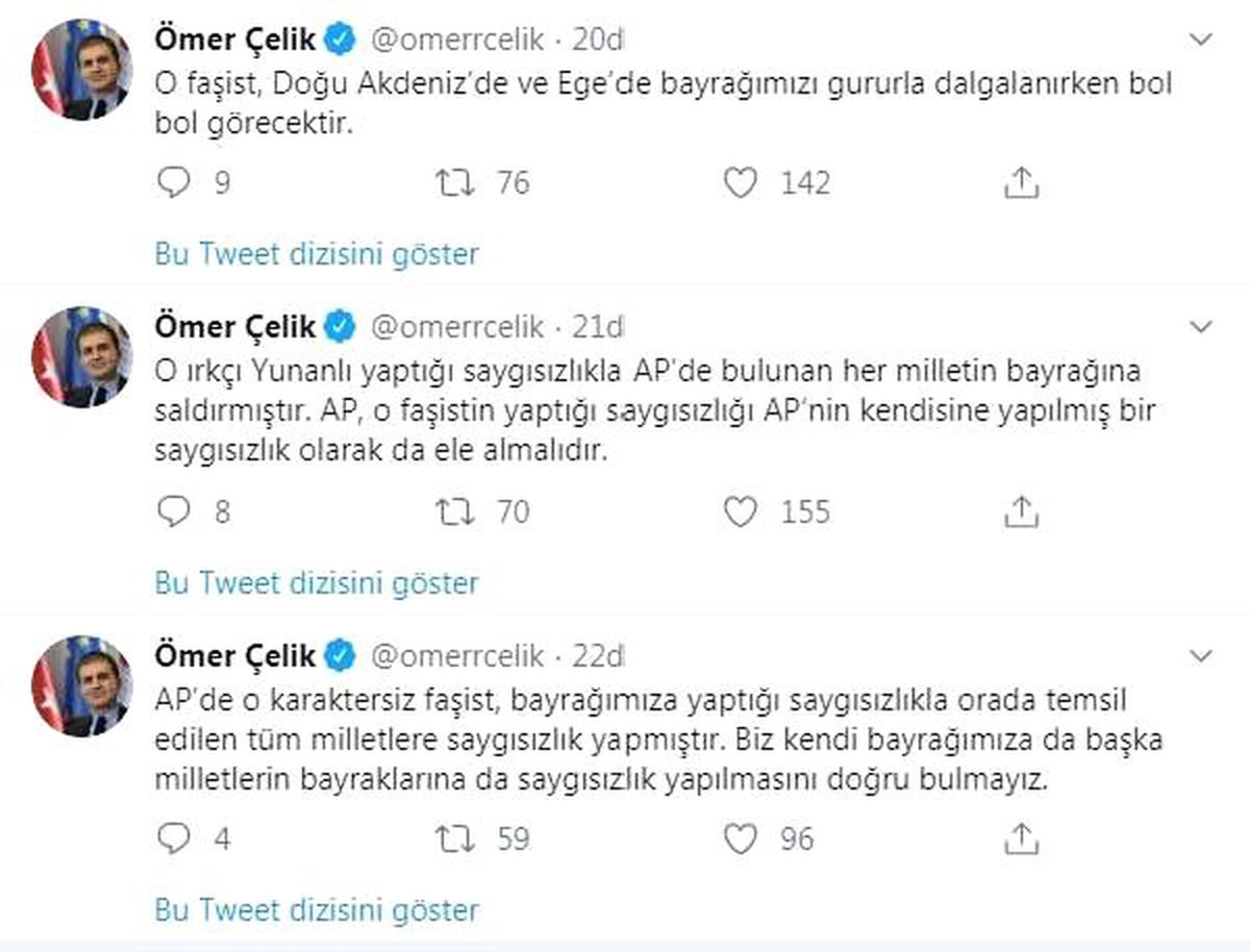 AK Parti Sözcüsü Çelik\'ten Türk bayrağını yırtan Yunan vekile tepki