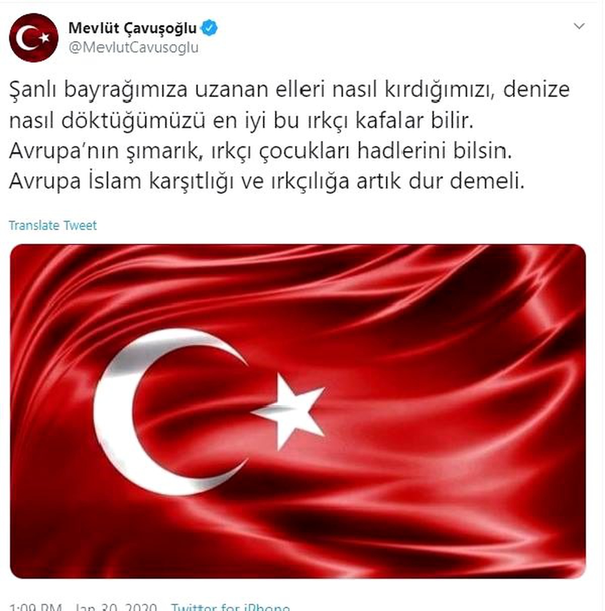 Bakan Çavuşoğlu\'ndan Türk bayrağı yırtan Yunan vekile tepki