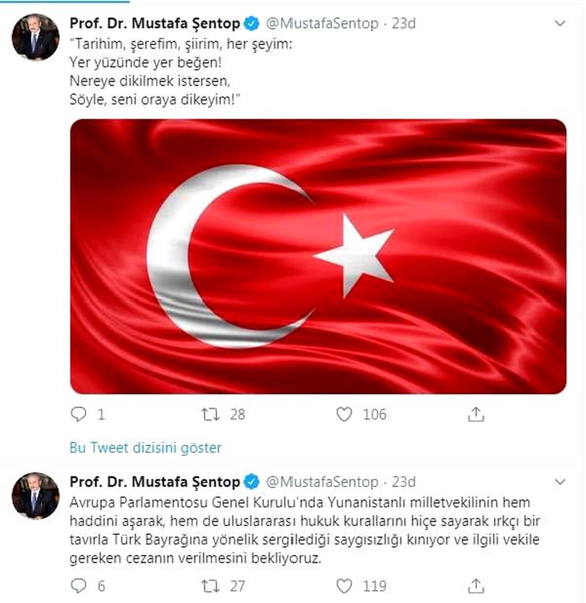 TBMM Başkanı Şentop\'tan, Yunan vekile tepki