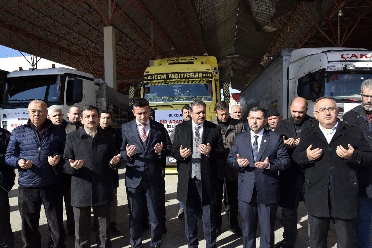 Burdur\'dan İdlib\'e 5 tır yardım sevkiyatı