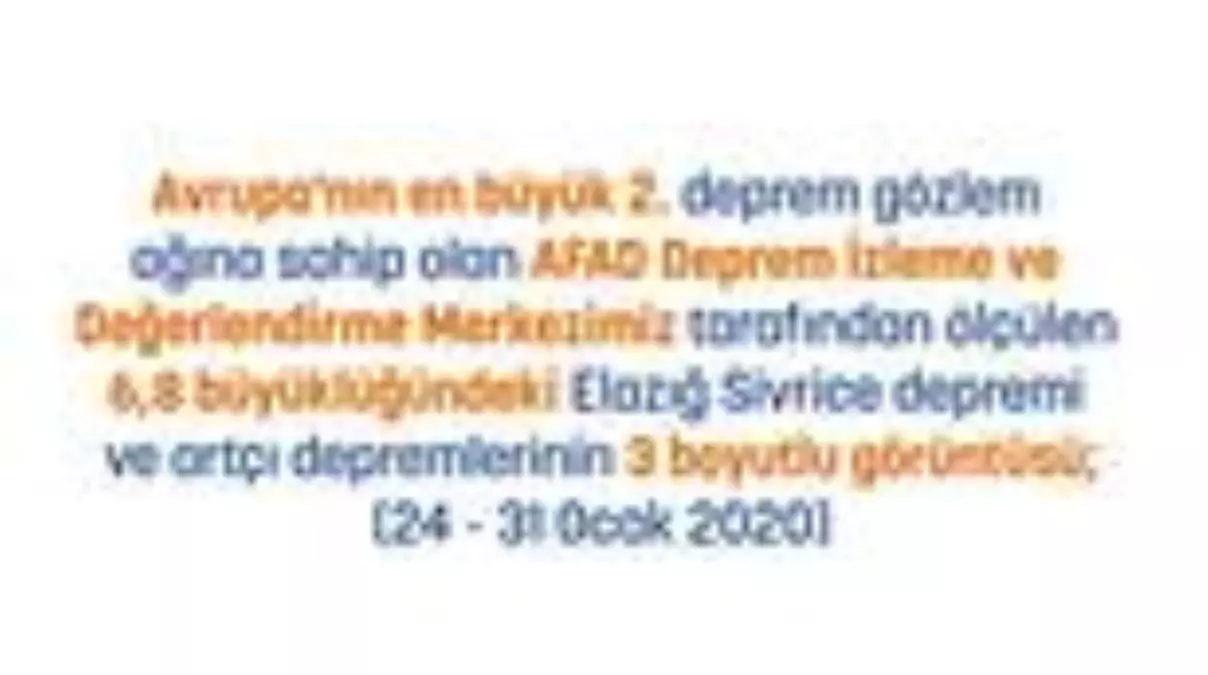 AFAD, Elazığ depreminin 3 boyutlu görüntüsünü yayınladı