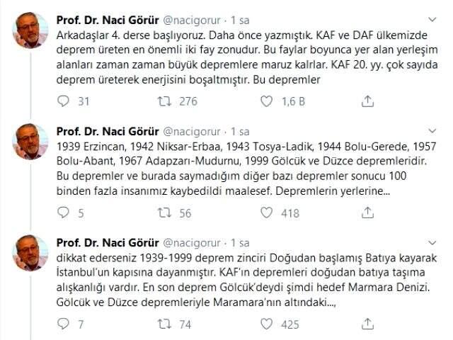 Naci Görür'den Marmara depremiyle ilgili açıklama: Deprem Kumburgaz kolunda, en az 7.2 büyüklüğünde olabilir