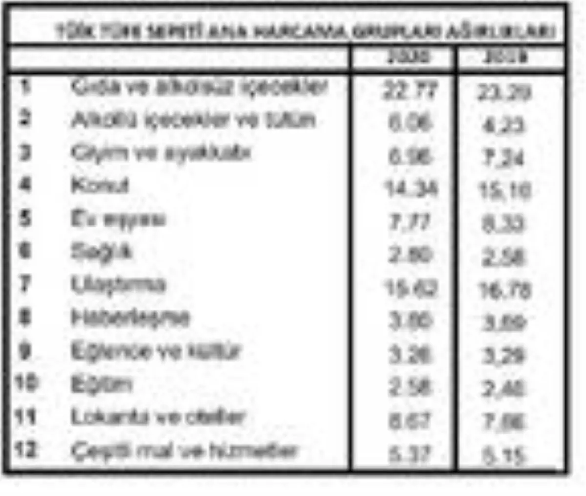 TÜFE sepetinde gıda ağırlığı düştü, alkol-tütün ağırlığı arttı