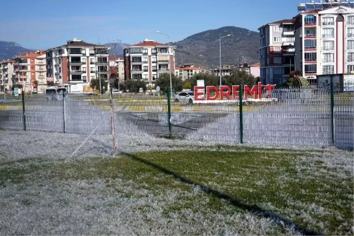 Fıskiyenin ıslattığı çit tellerindeki su dondu, ilginç görüntüler oluştu