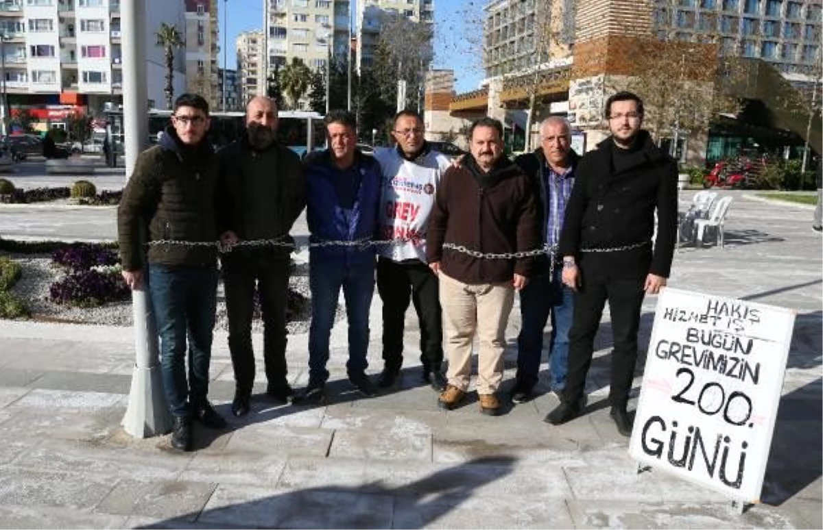Antalya\'da belediye önündeki grevde 200\'üncü gün; açlık grevine de başladılar