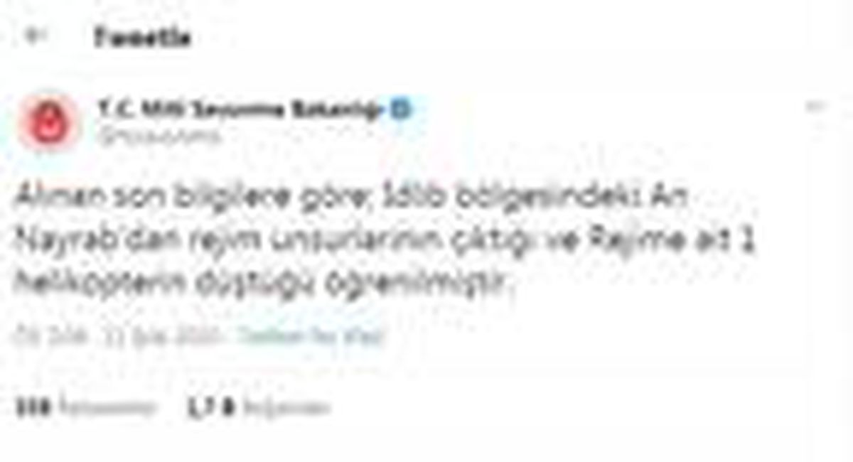 MSB: İdlib\'de rejime ait helikopter düştü