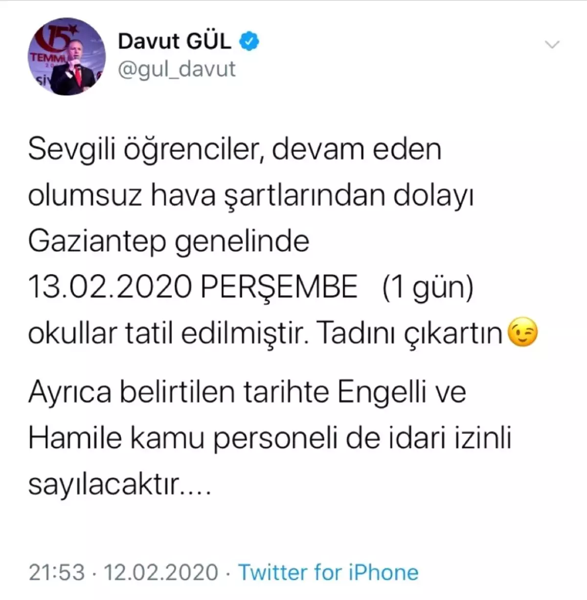 Gaziantep\'te okullara kar tatili