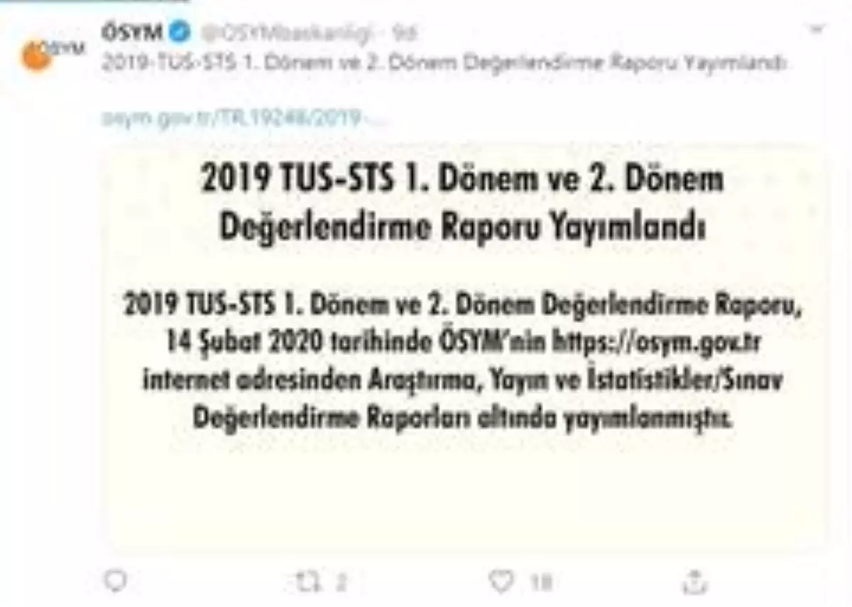 ÖSYM, 2019-TUS ve STS değerlendirme raporlarını yayımladı